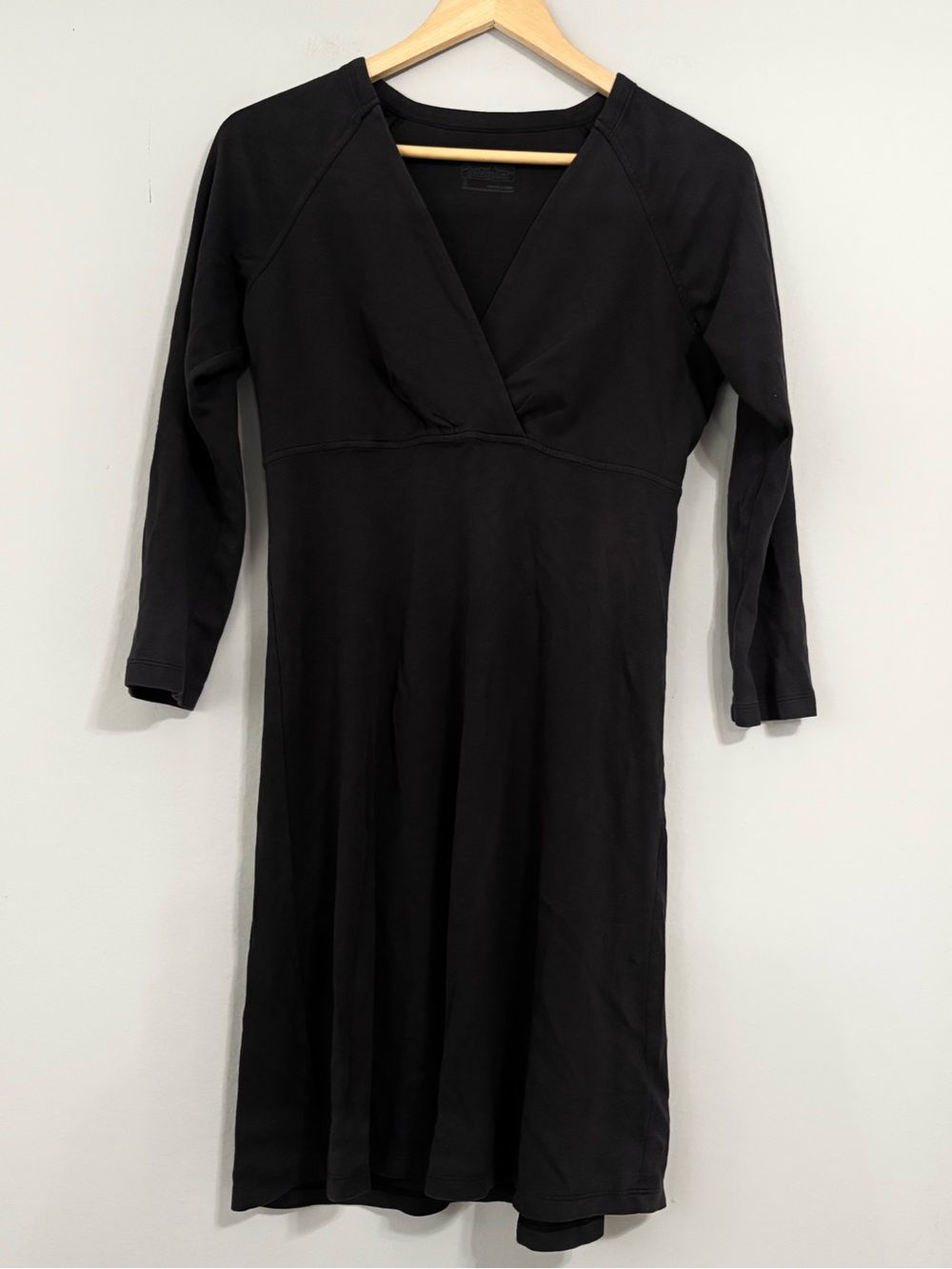Patagonia Black Organic Cotton V Neck Mini Dress